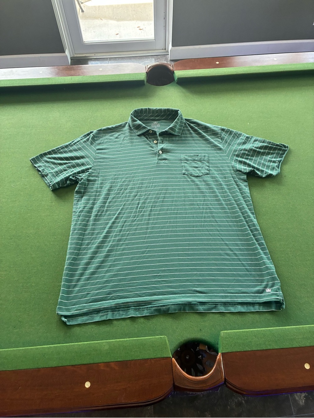 Peter Millar Mountainside Collection Striped Polo Shirt Green Pocket Men’s XL